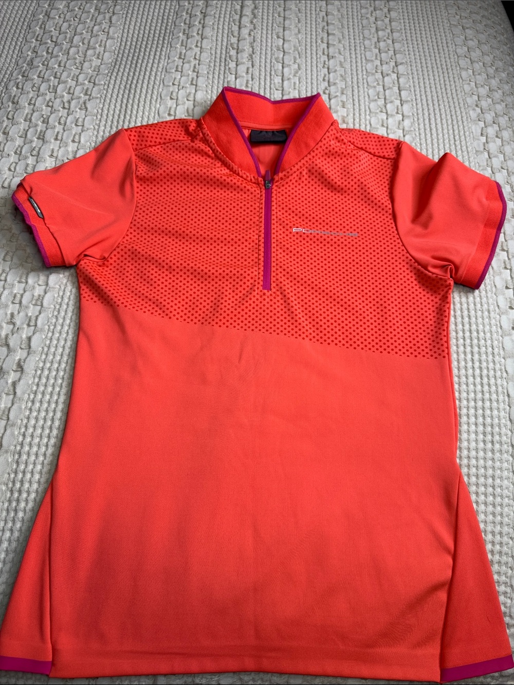 Porsche Coral Pink Performance Polo Top Sz XS